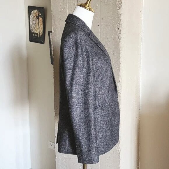 LOFT Petite Dark Gray Black Wool Single Button Suit Jacket Blazer - Picture 4 of 8